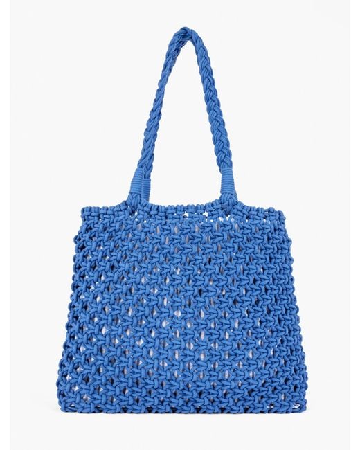 Talbots Blue Knotted Cord Tote