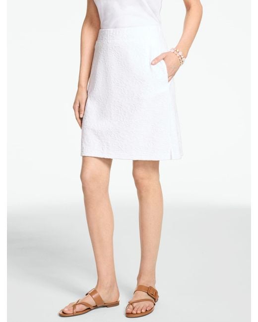 Talbots White Floral Jacquard Terry Skirt