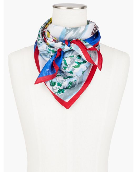 Talbots Blue Winterscape Silk Square Scarf