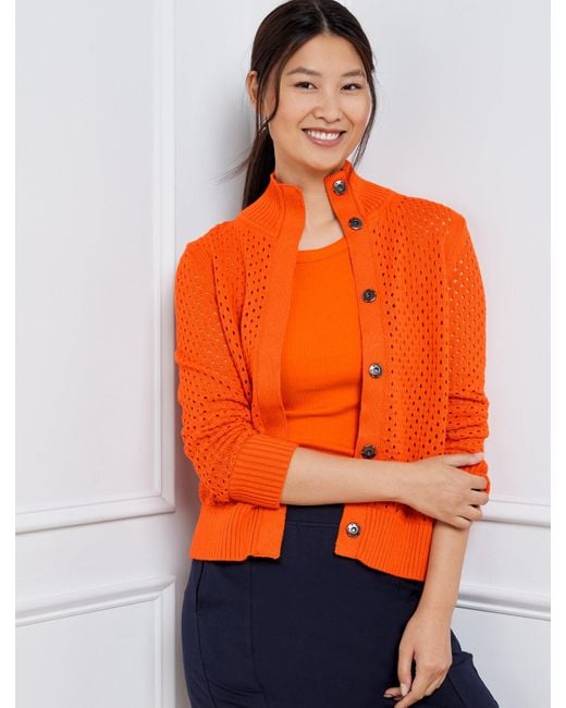 Talbots Orange Coolmax® Snap Button Sweater Jacket