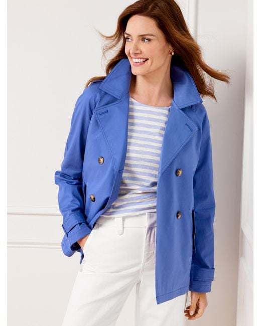Talbots Short Trench Coat in Blue | Lyst Canada