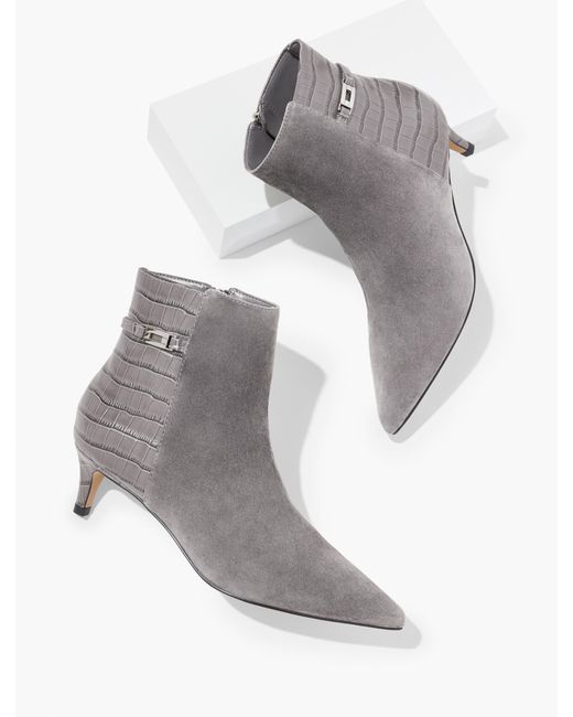 Talbots Gray Kait Suede Curved Ankle Boots