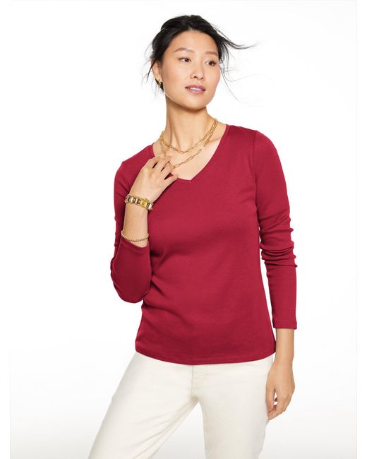 Talbots Red Pima V-neck T-shirt