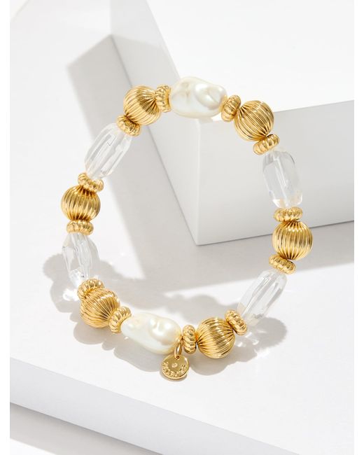 Talbots Metallic Crystal Keepsake Stretch Bracelet