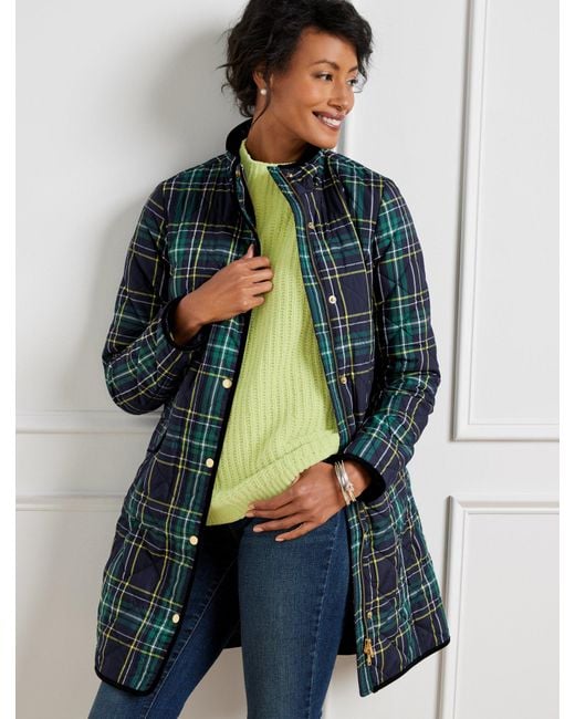 Talbots Quilted Long Barn Jacket in Blue Lyst Canada