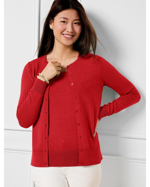 Talbots Red Charming Cardigan Sweater