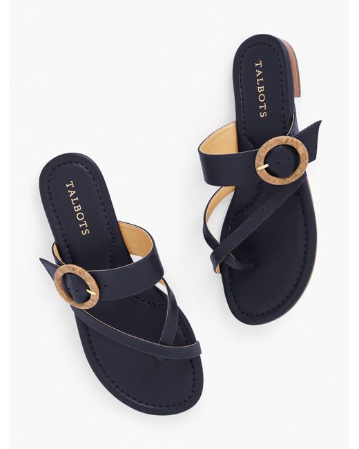 Talbots Blue Gia Buckle Soft Nappa Leather Sandals