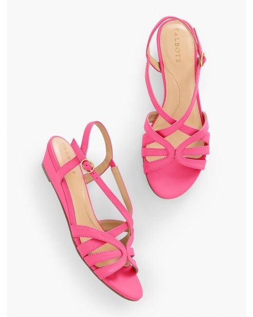 Talbots Pink Capri Nappa Wedge Sandals