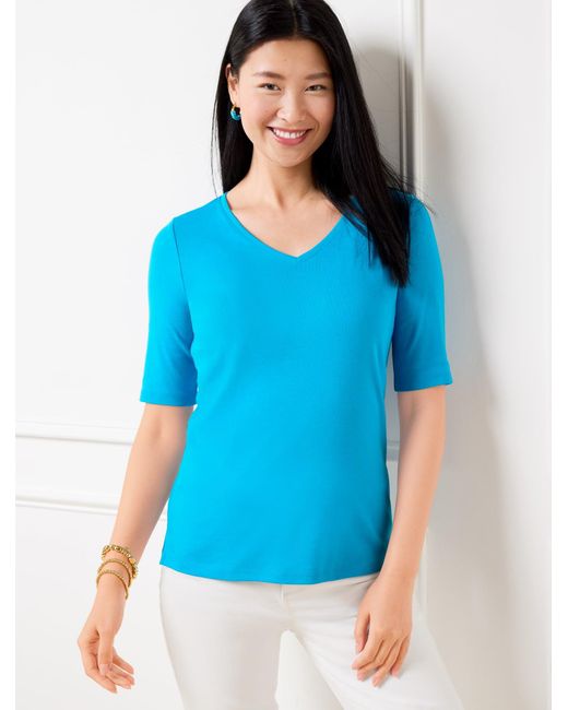 Talbots Blue Pima Cotton V-neck T-shirt