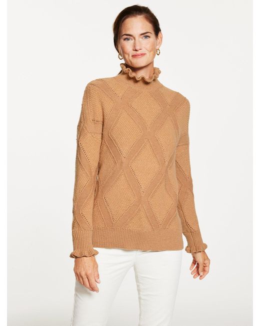 Talbots Natural Ruffle Mockneck Sweater
