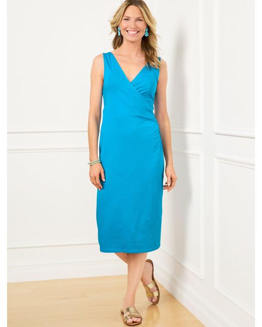 Talbots Blue Ruched Jersey Sheath Dress