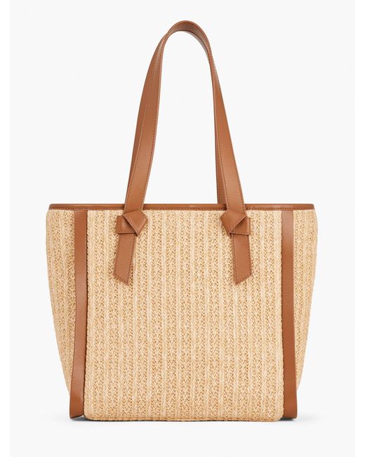 Talbots Natural Woven Stripe Knot Tote