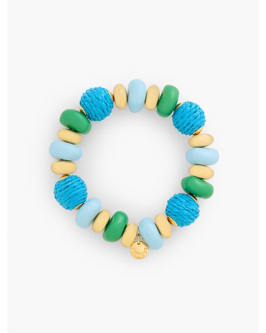 Talbots Blue Thread Wrap Beaded Stretch Bracelet