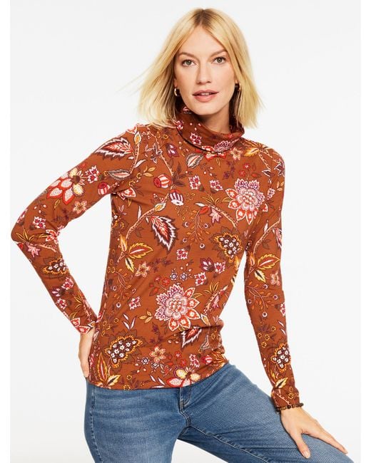 Talbots Orange Classic Turtleneck Top