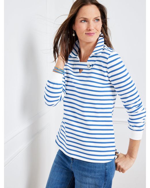 Talbots Blue Stripe Collar Sweatshirt