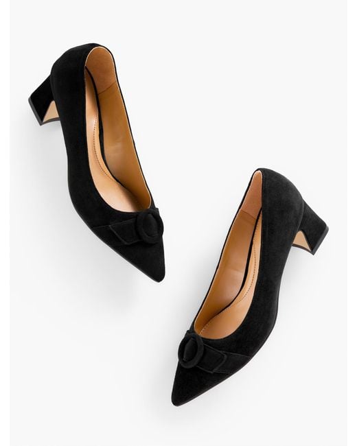 Talbots Black Edith Suede Flare Heel Pumps