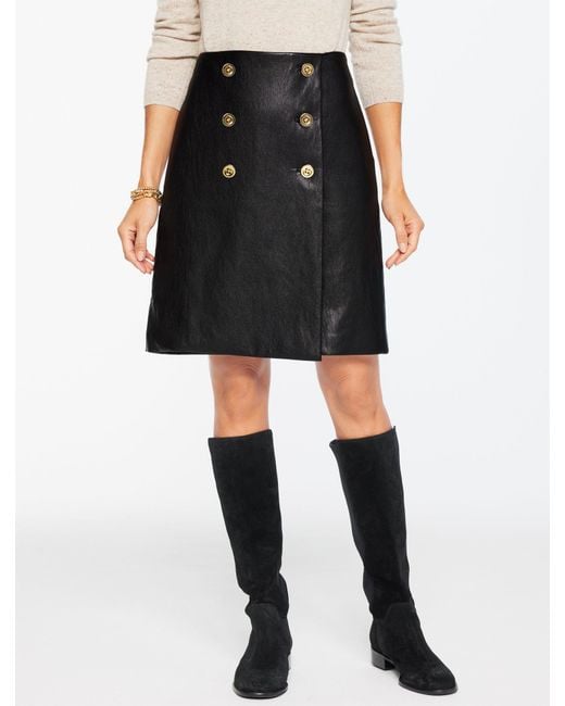 Talbots Black Faux Leather A-line Skirt