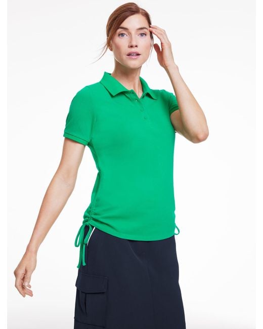 Talbots Green Piqué Ruched Side Polo