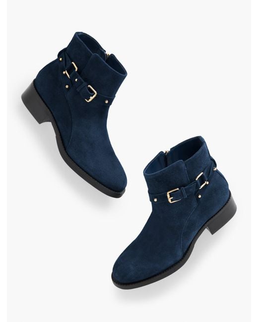 Talbots Blue Waverly Studs Suede Ankle Boots