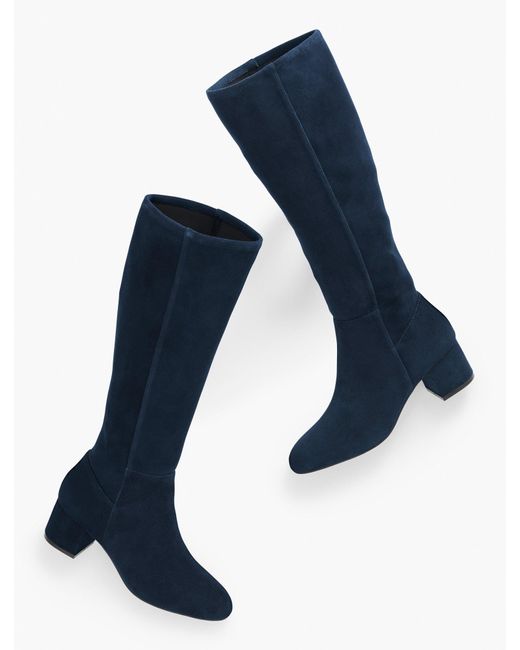 Talbots Blue Sophie Stretch Suede Knee High Boots