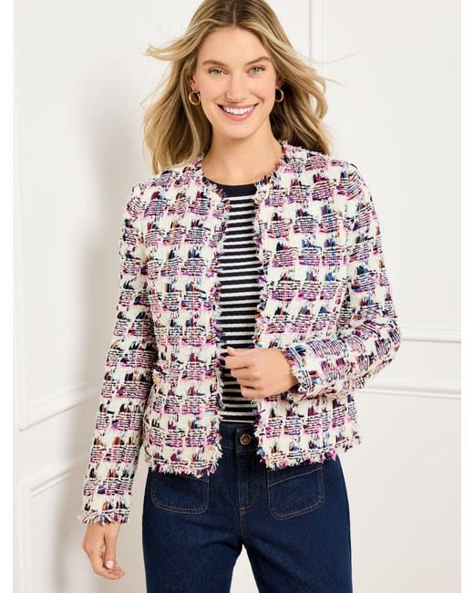 Talbots Natural Collarless Tweed Jacket