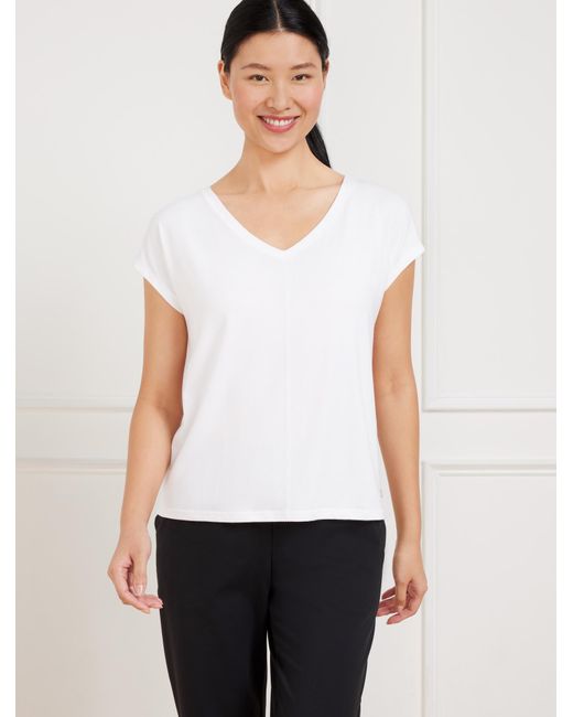 Talbots White Supersoft Jersey V-neck T-shirt