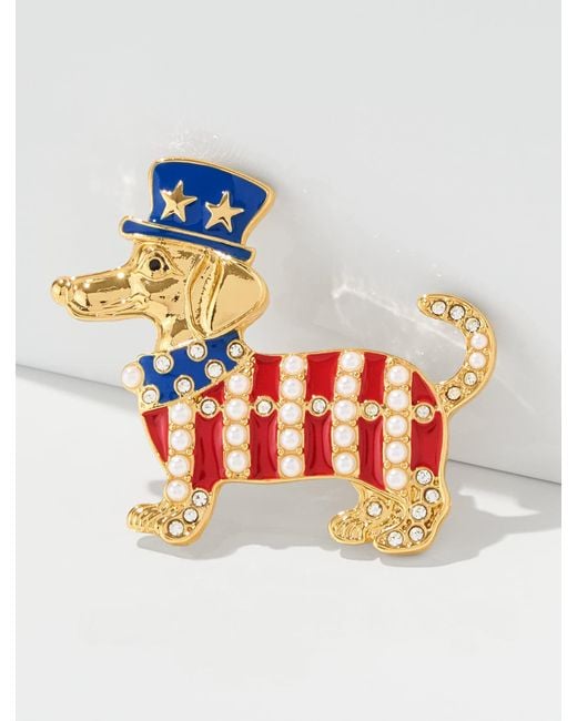 Talbots Gray Patriotic Dog Brooch