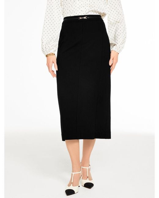 Talbots Black Refined Ponte Horsebit Pencil Skirt