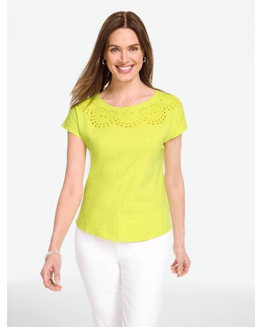 Talbots Yellow Eyelet Seashell T-shirt
