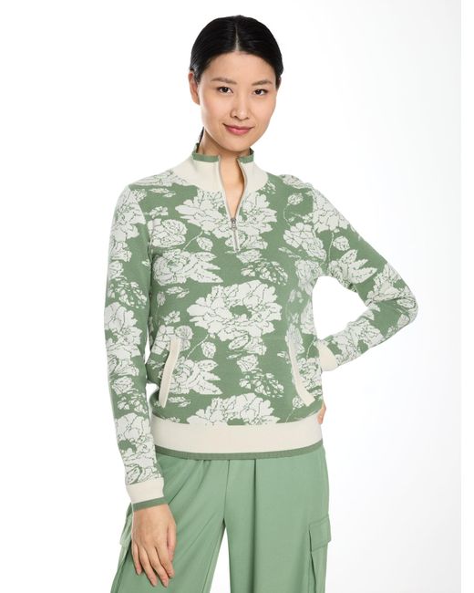 Talbots Green Jacquard Half-zip Sweater