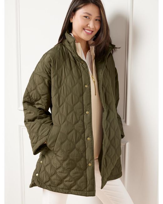 Talbots Green Quilted Capelet