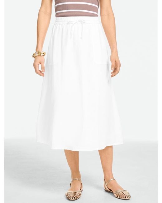 Talbots White Linen Fit & Flare Skirt