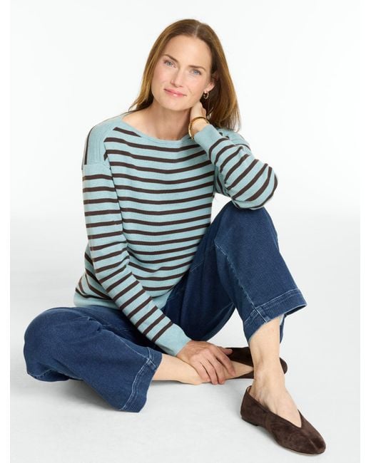 Talbots Blue Envelope Neck Pullover Sweater