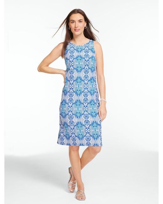 Talbots Blue Effortless Jersey Sleeveless Shift Dress
