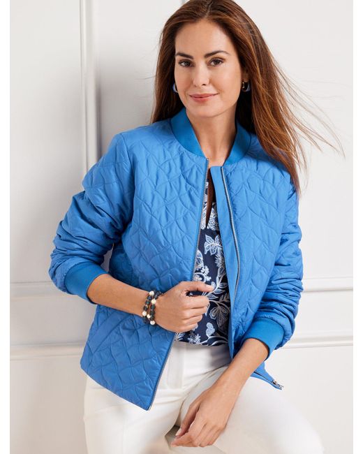 Talbots Blue Quilted Bomber Jacket