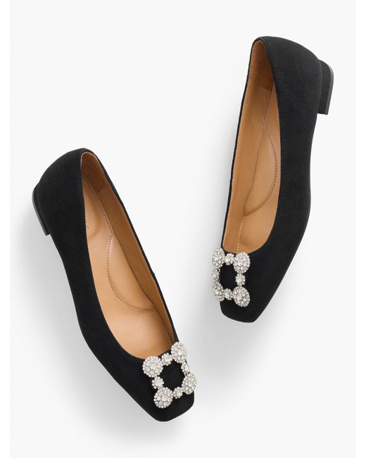 Talbots White Sutton Embellished Suede Flats