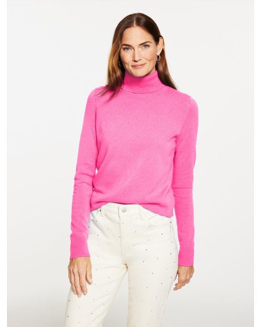 Talbots Pink Perfect Cashmere Turtleneck Top