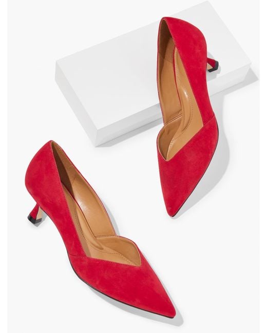 Talbots Red Ember Suede Kitten Heel Pumps