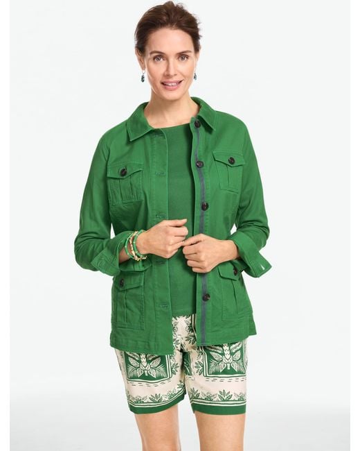 Talbots Green Twill Utility Jacket