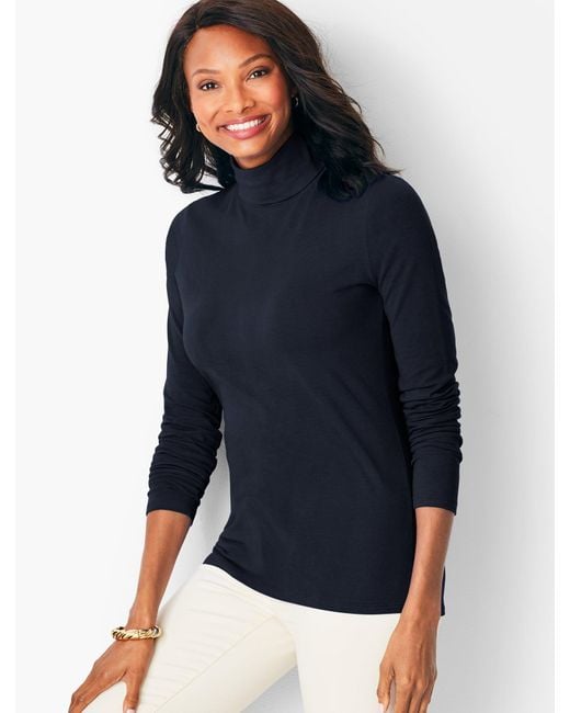 Talbots Blue Long-sleeve Turtleneck Top