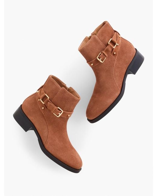Talbots White Waverly Studs Suede Ankle Boots