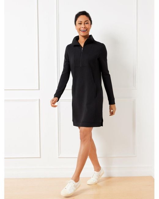 Talbots Black Airknit Stretch Half-zip Dress