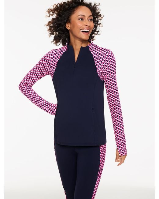 Talbots Blue Performance Compression Half-zip Pullover Sweater