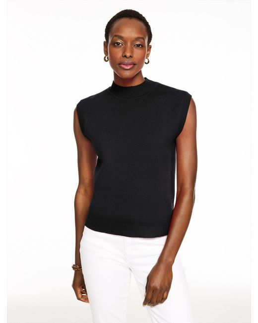 Talbots Black Mockneck Sweater Vest