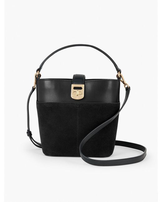 Talbots Black Suede & Leather Bucket Bag