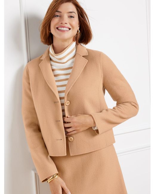 Talbots Natural Double Face Wool Blend Crop Jacket