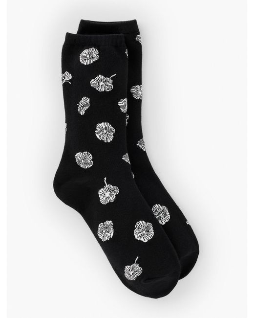 Talbots Black Deco Flower Trouser Socks