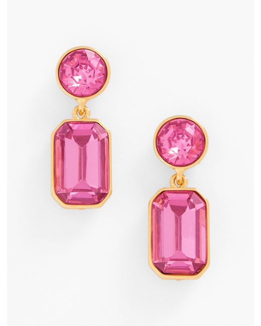 Talbots Pink Crystal Stones Drop Earrings