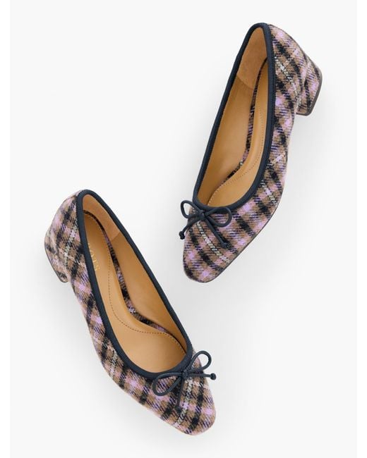 Talbots White Vanessa Pemberley Plaid Block Heel Pumps