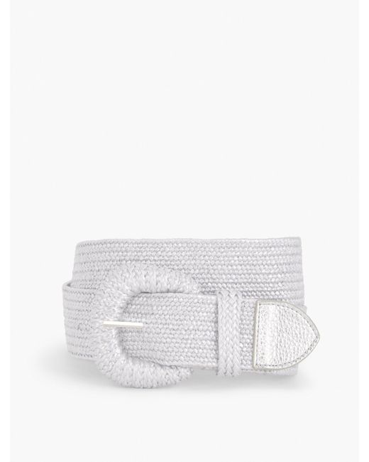 Talbots White Stretch Woven Raffia Belt